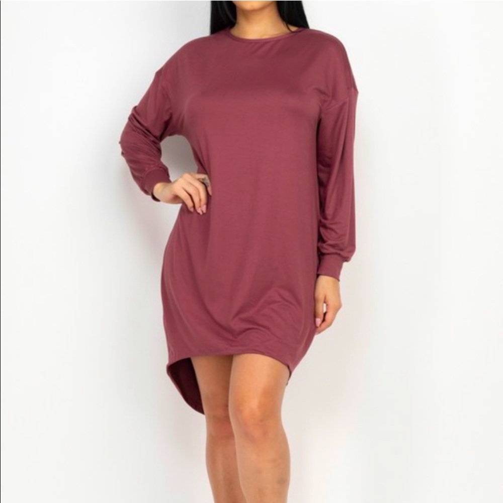 Oversized Cotton Tunic Dress/Bouse (Wine)